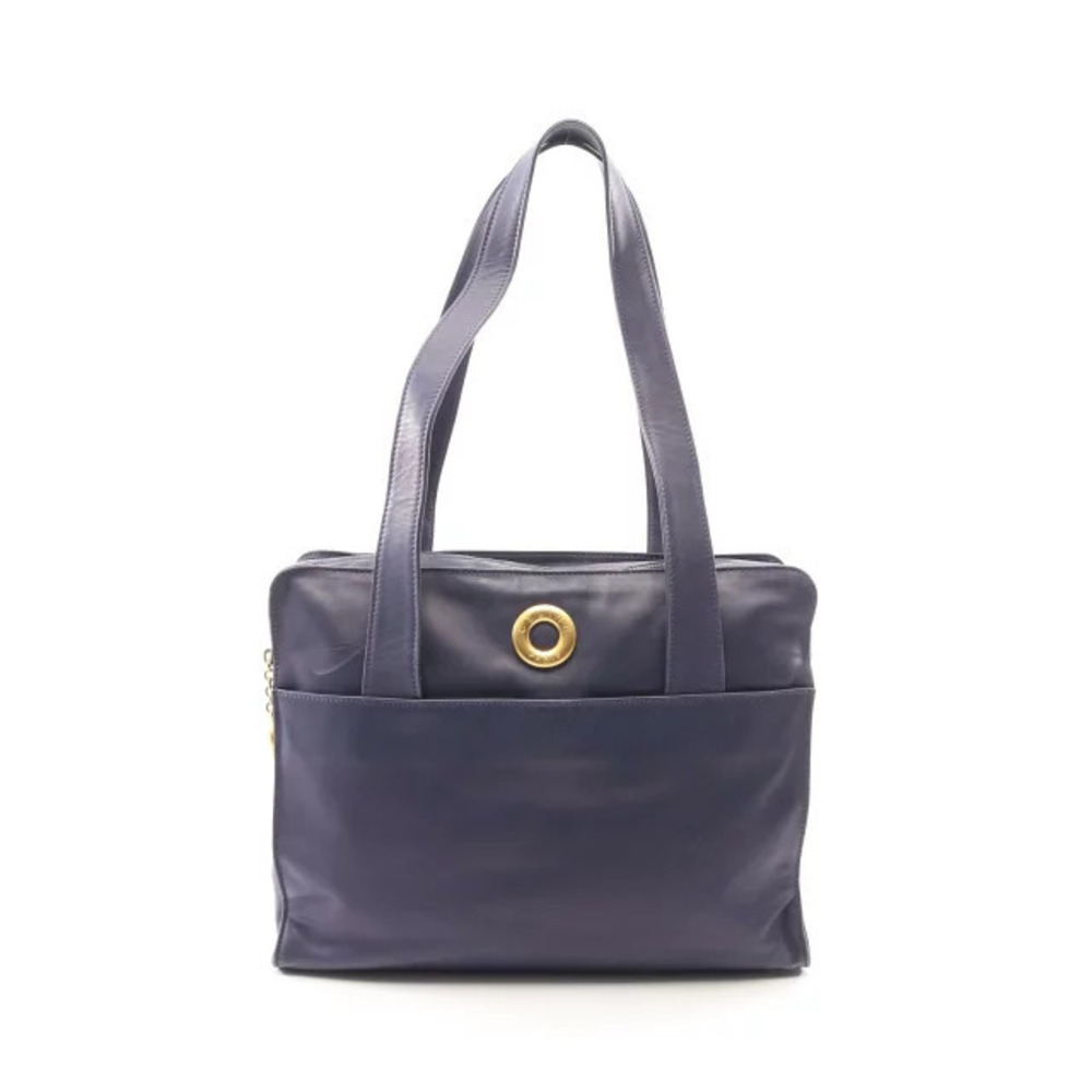 Celine Circle Tote Bag Leather Navy Blue